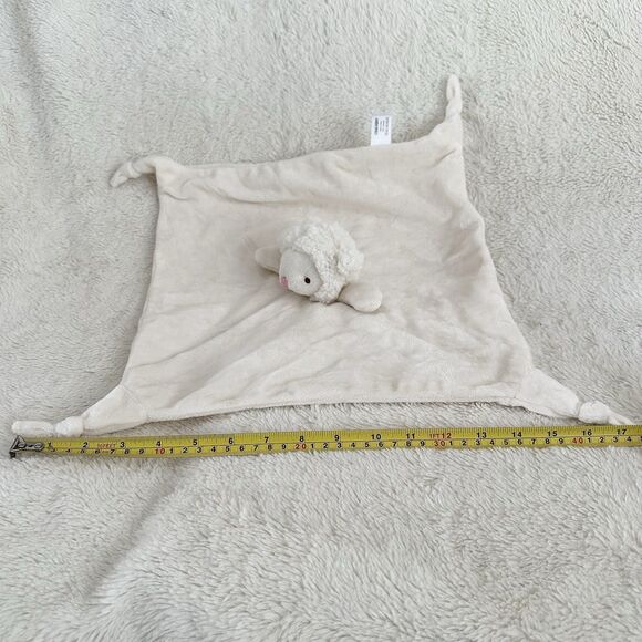 Crevent Cream Colored Lamb Sheep Lovey Baby Security Blanket Knotted Corners - Picture 6 of 6